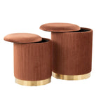 Poufs gigognes plissés contemporains, lot de 2