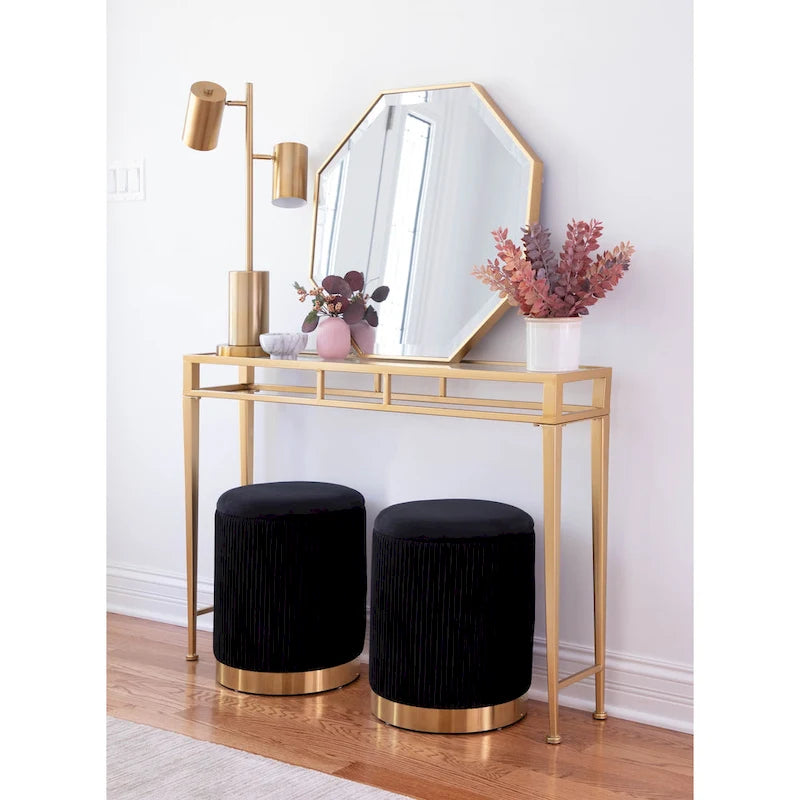 Poufs gigognes plissés contemporains, lot de 2