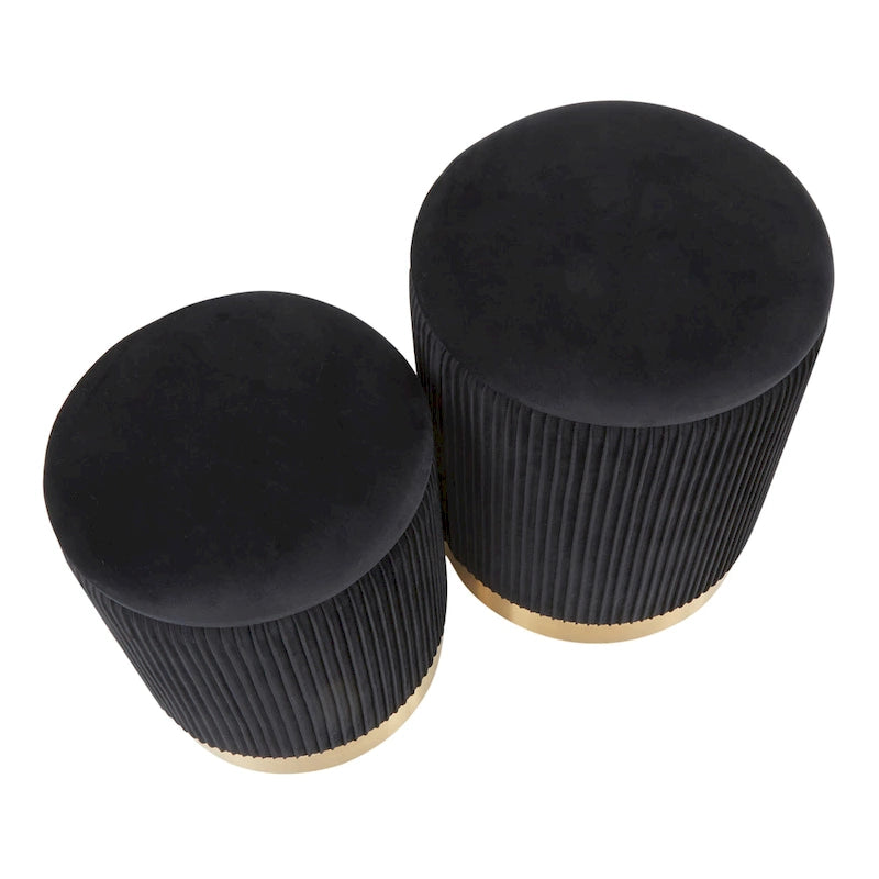 Poufs gigognes plissés contemporains, lot de 2