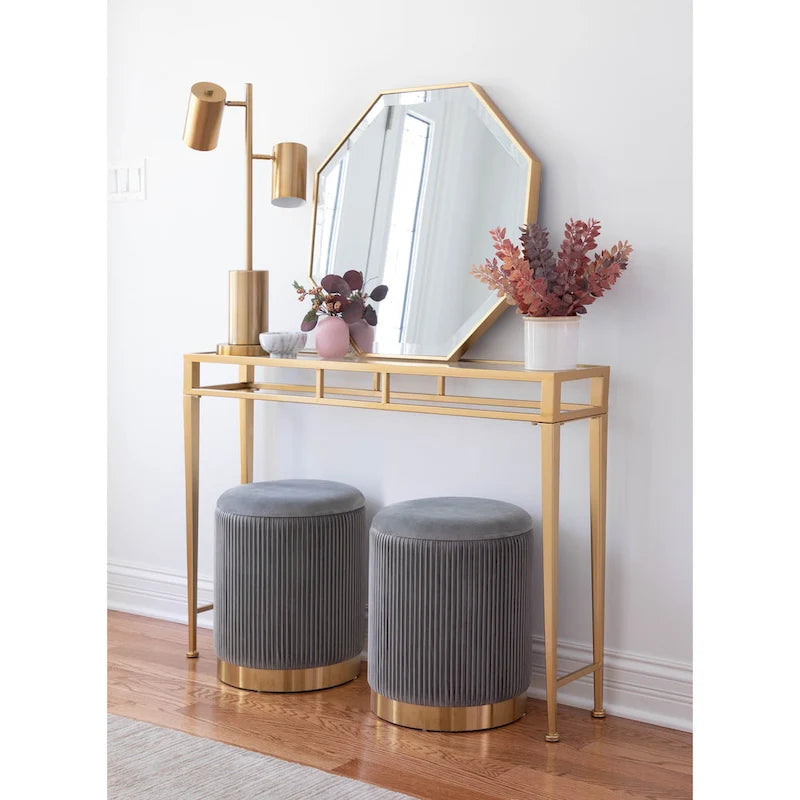 Poufs gigognes plissés contemporains, lot de 2