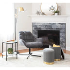 Poufs gigognes plissés contemporains, lot de 2