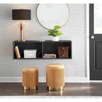 Poufs gigognes plissés contemporains, lot de 2