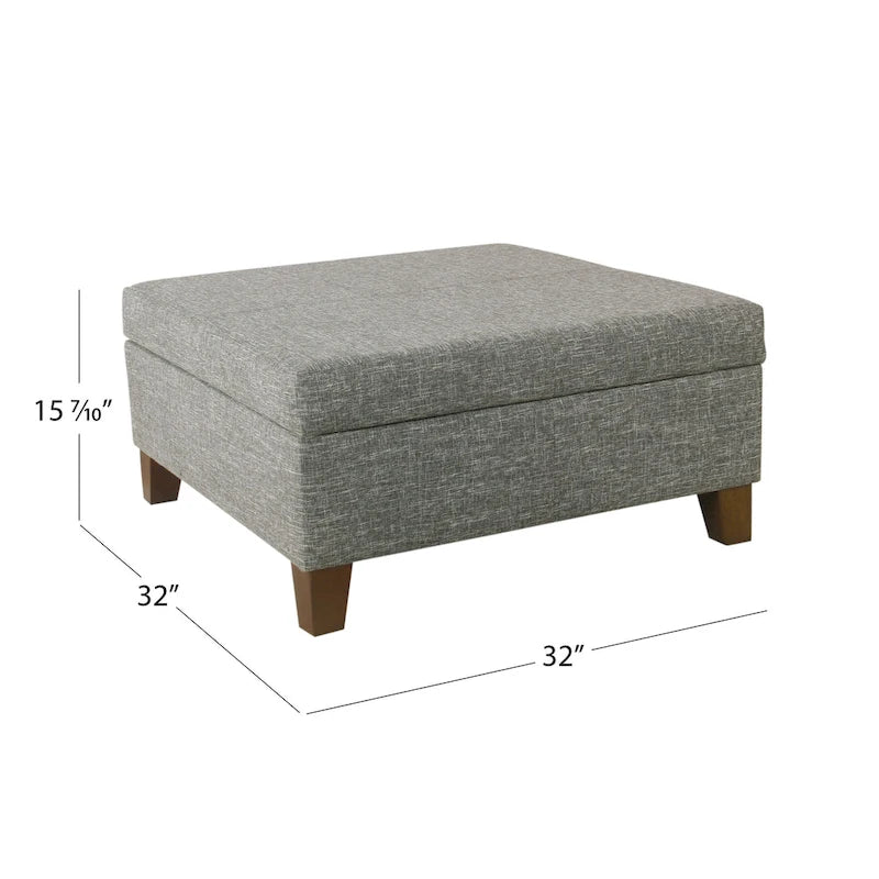 Pouf de rangement de luxe carré de 32 pouces