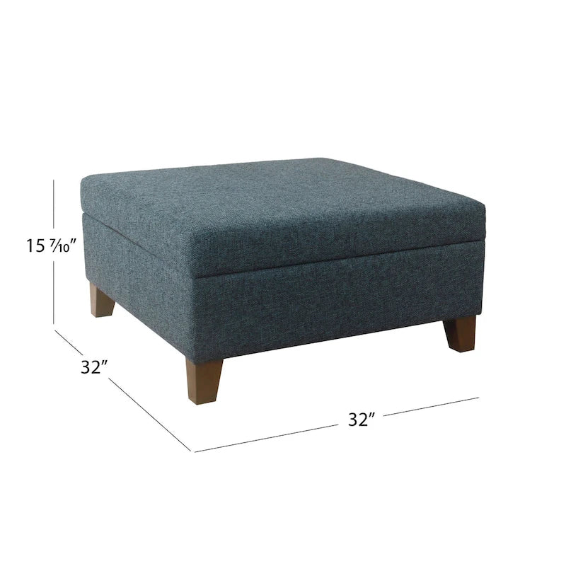 Pouf de rangement de luxe carré de 32 pouces