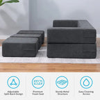 Canapé-Lit Futon Convertible Queen Velours avec 3 Poufs, Mousse à Mémoire de Forme, Canapé de Sol Pliable