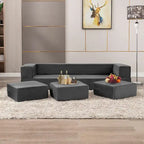 Canapé-Lit Futon Convertible Queen Velours avec 3 Poufs, Mousse à Mémoire de Forme, Canapé de Sol Pliable