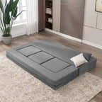 Canapé-Lit Futon Convertible Queen Velours avec 3 Poufs, Mousse à Mémoire de Forme, Canapé de Sol Pliable