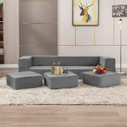 Canapé-Lit Futon Convertible Queen Velours avec 3 Poufs, Mousse à Mémoire de Forme, Canapé de Sol Pliable