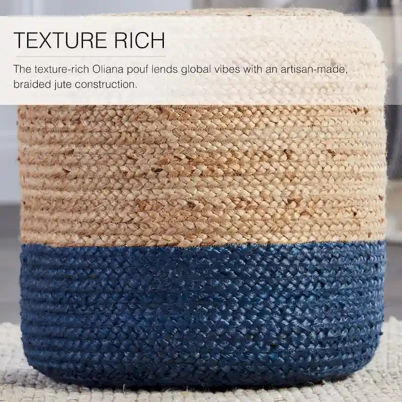 Pouf ottoman/repose-pieds rond en jute ombré