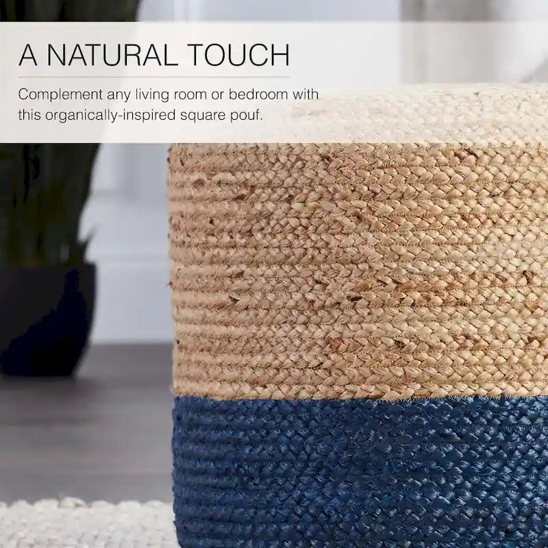 Pouf ottoman/repose-pieds rond en jute ombré