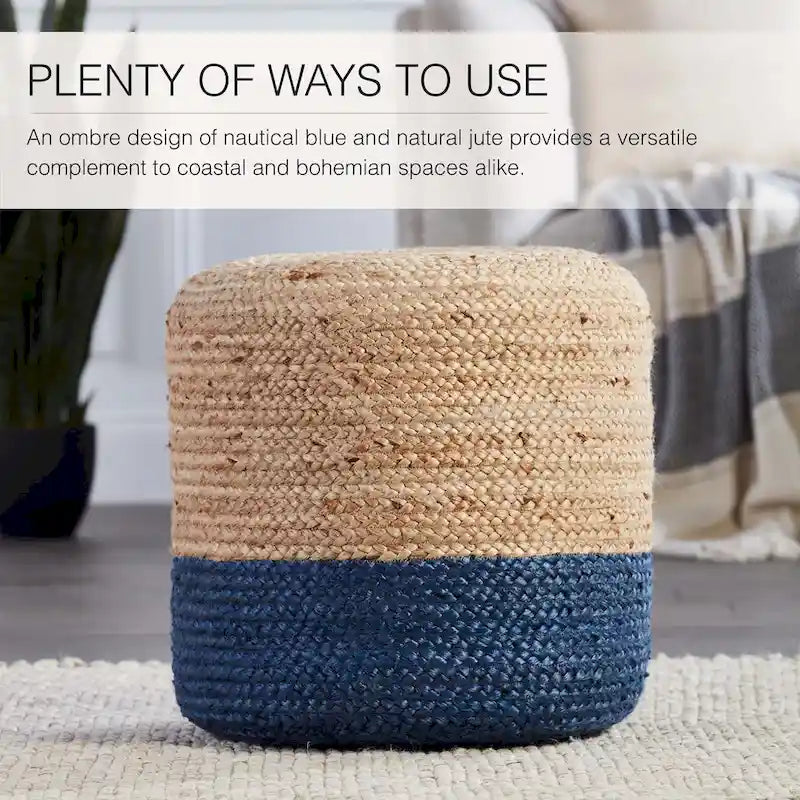 Pouf ottoman/repose-pieds rond en jute ombré