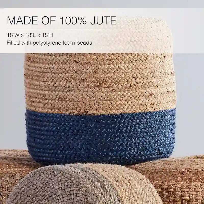 Pouf ottoman/repose-pieds rond en jute ombré