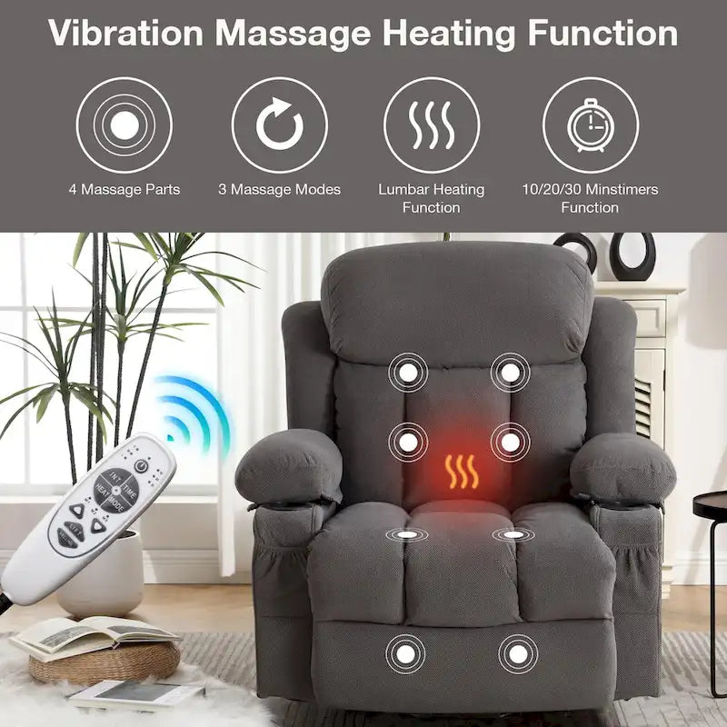 Fauteuils releveurs inclinables, Chaleur et massage, Port USB, Télécommande