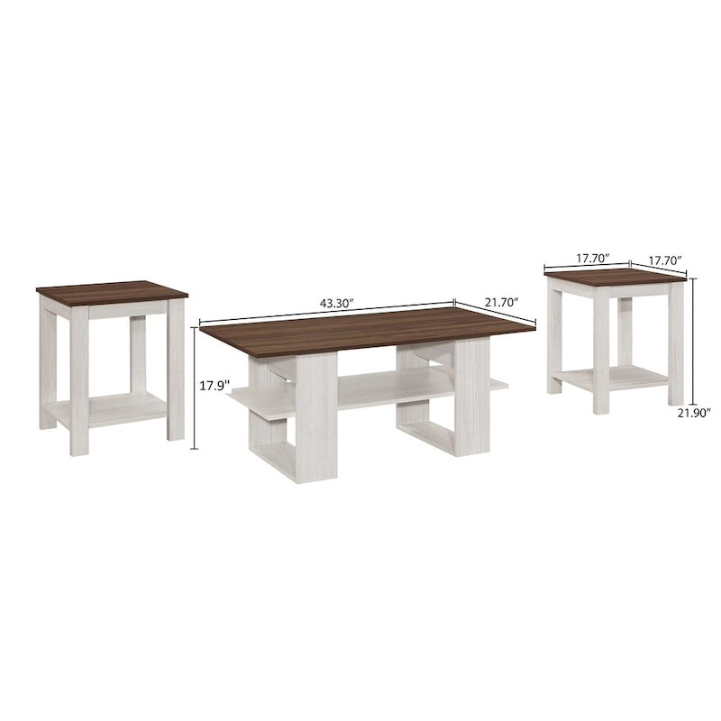 Table basse avec 2 tables d'appoint