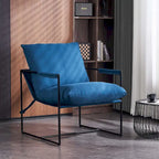 Chaise longue moderne en lin avec coussin souple, cadre en métal, pour salon, chambre et bureau