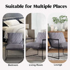 Chaise longue moderne en lin avec coussin souple, cadre en métal, pour salon, chambre et bureau