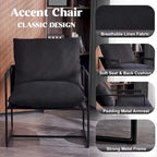 Chaise longue moderne en lin avec coussin souple, cadre en métal, pour salon, chambre et bureau