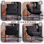 Chaise longue moderne en lin avec coussin souple, cadre en métal, pour salon, chambre et bureau
