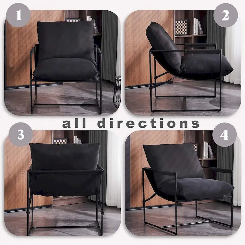 Chaise longue moderne en lin avec coussin souple, cadre en métal, pour salon, chambre et bureau