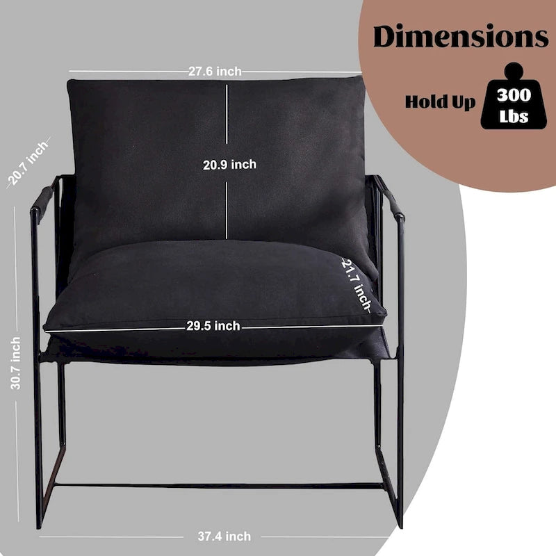 Chaise longue moderne en lin avec coussin souple, cadre en métal, pour salon, chambre et bureau