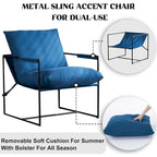 Chaise longue moderne en lin avec coussin souple, cadre en métal, pour salon, chambre et bureau
