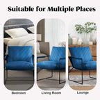 Chaise longue moderne en lin avec coussin souple, cadre en métal, pour salon, chambre et bureau