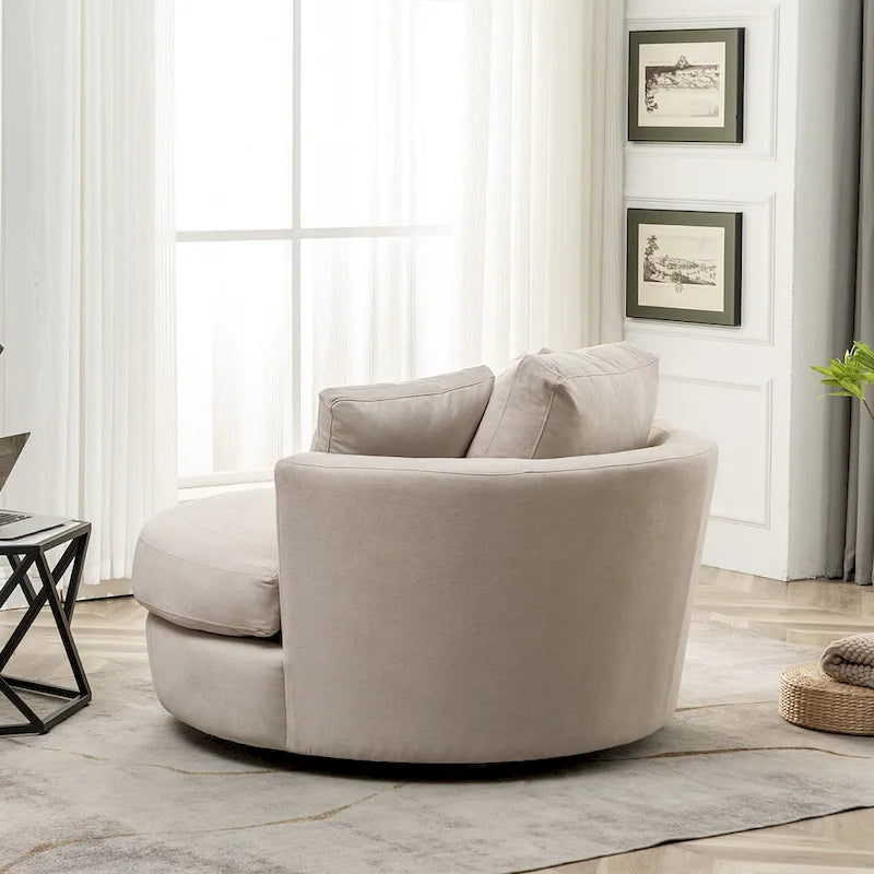 Fauteuil pivotant rond et élégant de 54 pouces, une place et demie