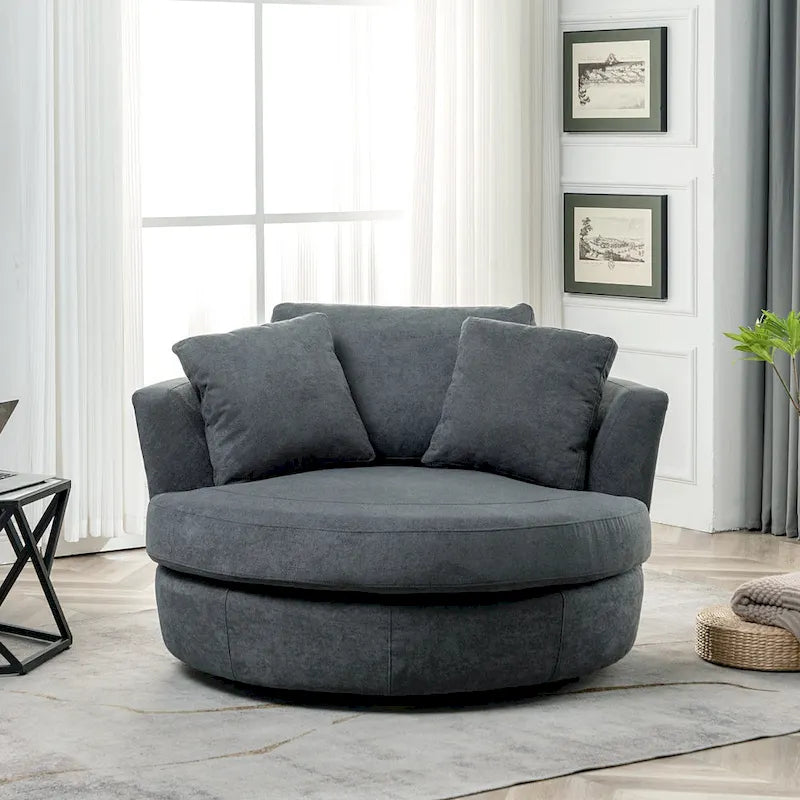 Fauteuil pivotant rond et élégant de 54 pouces, une place et demie