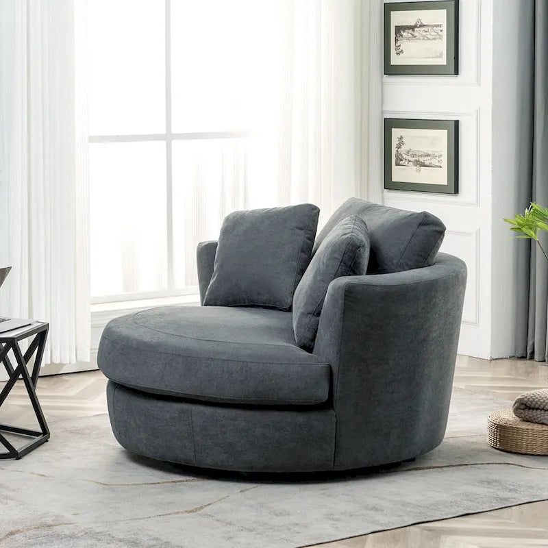 Fauteuil pivotant rond et élégant de 54 pouces, une place et demie