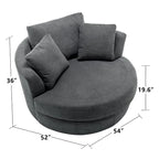 Fauteuil pivotant rond et élégant de 54 pouces, une place et demie