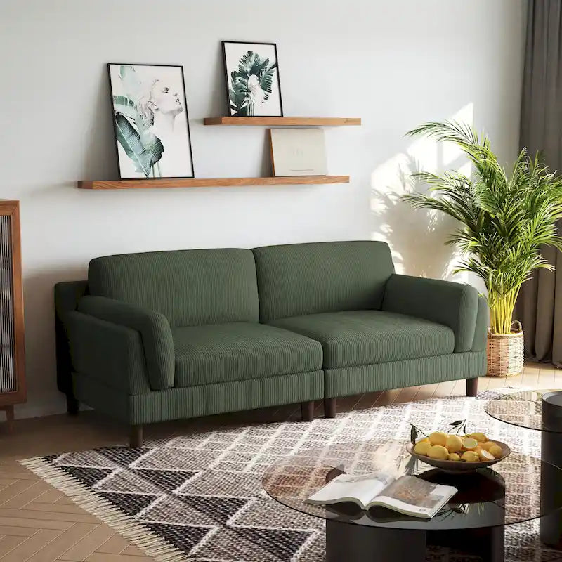 Canapé moderne 90 pouces en velours côtelé, confortable, avec assise profonde