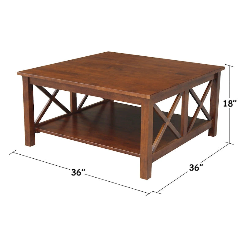 Table basse carrée en bois massif - 36 x 36