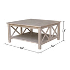 Table basse carrée en bois massif - 36 x 36