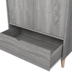 Armoire-penderie minimaliste gris vieilli avec 1 tiroir, style Mid-Century Modern