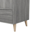 Armoire-penderie minimaliste gris vieilli avec 1 tiroir, style Mid-Century Modern