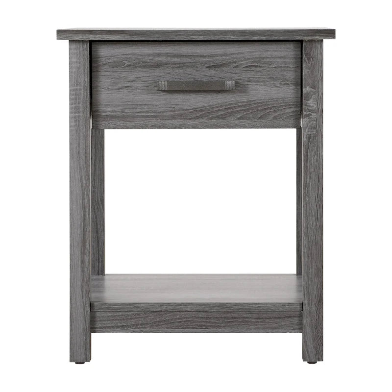 Table de chevet en bois avec 1 tiroir et étagère