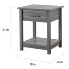 Table de chevet en bois avec 1 tiroir et étagère
