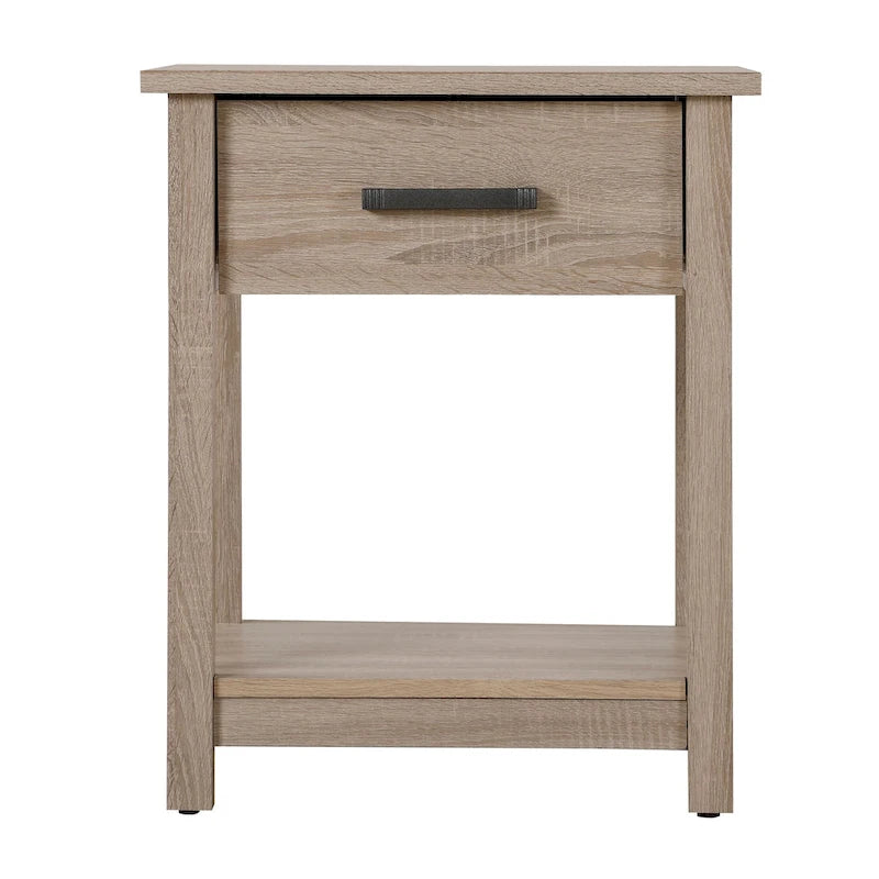 Table de chevet en bois avec 1 tiroir et étagère