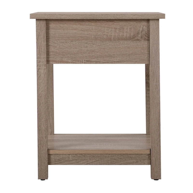 Table de chevet en bois avec 1 tiroir et étagère