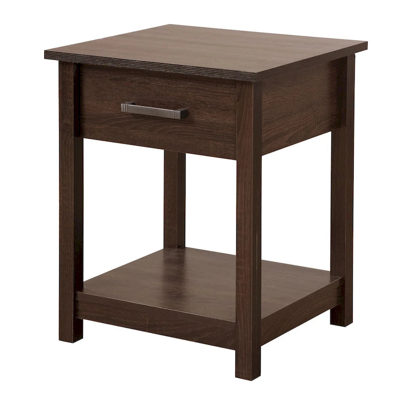Table de chevet en bois avec 1 tiroir et étagère