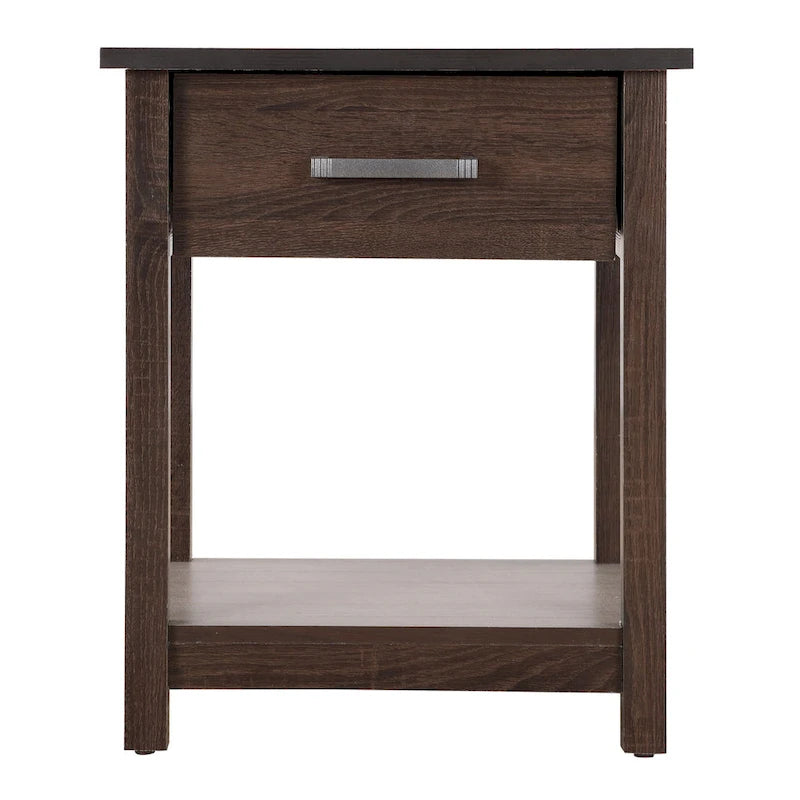 Table de chevet en bois avec 1 tiroir et étagère