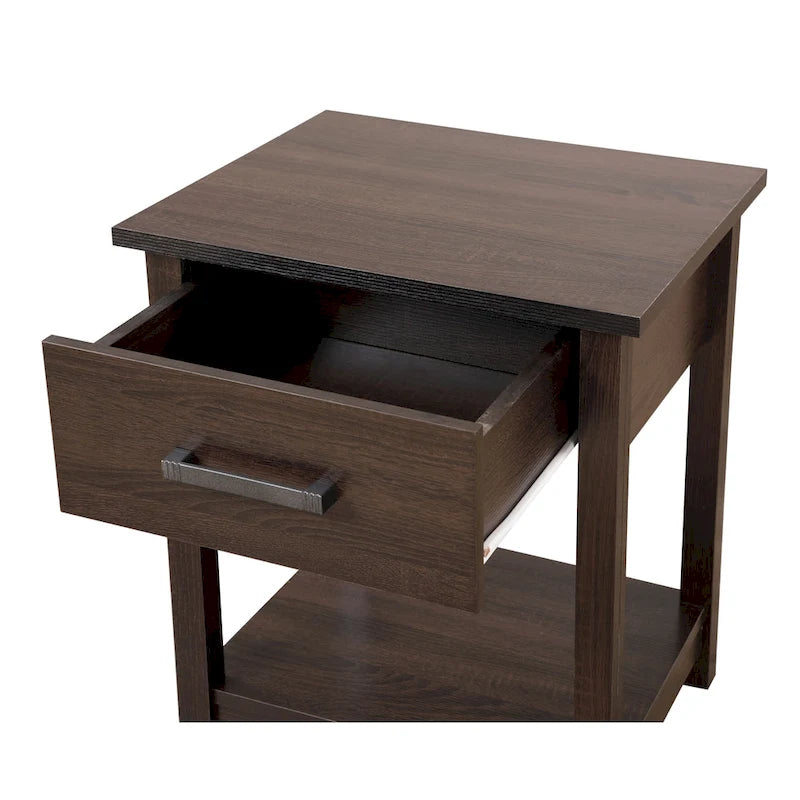 Table de chevet en bois avec 1 tiroir et étagère