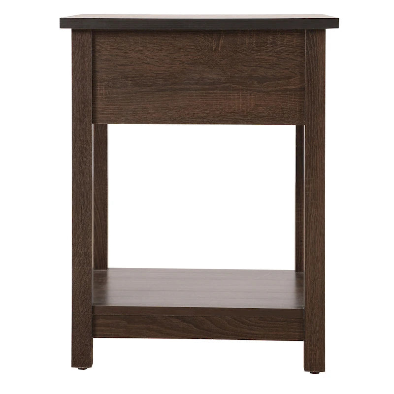 Table de chevet en bois avec 1 tiroir et étagère