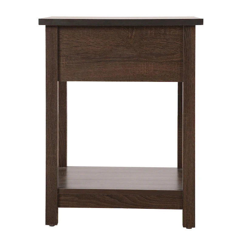 Table de chevet en bois avec 1 tiroir et étagère