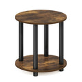 Table d'appoint ronde en bois à 2 niveaux, blanc marbre