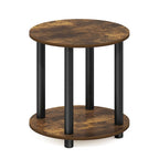 Table d'appoint ronde en bois à 2 niveaux, blanc marbre