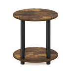 Table d'appoint ronde en bois à 2 niveaux, blanc marbre