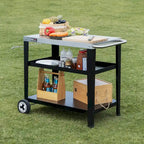 Table de cuisson mobile à 3 étagères avec support de sac poubelle amovible