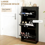Meuble à chaussures pour entrée, étagère à chaussures étroite avec 3 tiroirs basculants et étagères réglables