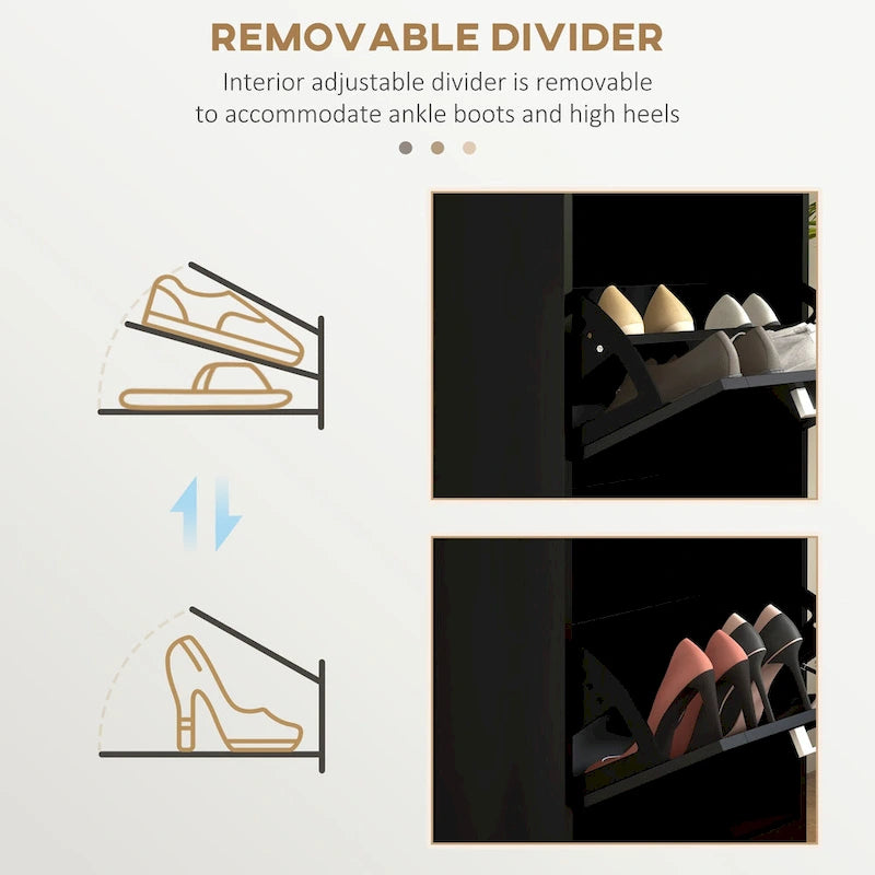 Meuble à chaussures pour entrée, étagère à chaussures étroite avec 3 tiroirs basculants et étagères réglables
